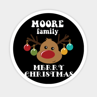 Family Christmas - Merry Christmas MOORE family, Family Christmas Reindeer T-shirt, Pjama T-shirt Magnet